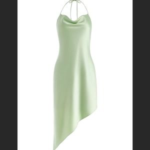 alice + olivia Harmony asymmetric slip dress, green NWOT